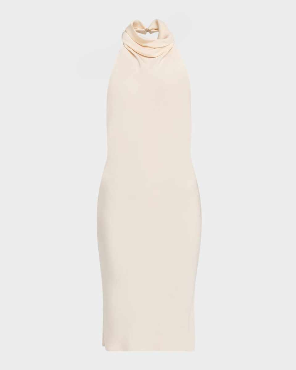 Cowl Halter Silk Sable Backless Cocktail Dress
